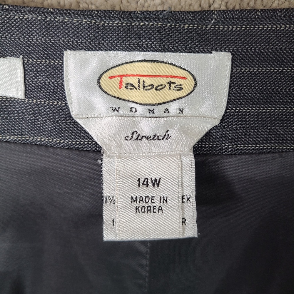 Vintage Talbots Pants Womens‎ 14W Gray Striped Classic Fit Wool Blend Stretch - Picture 10 of 13